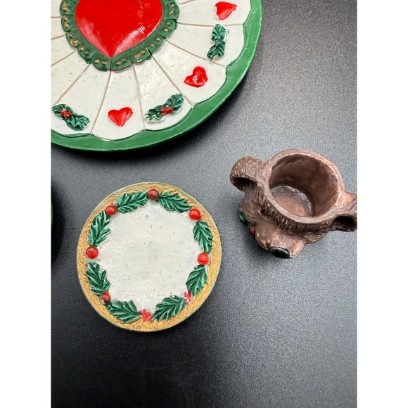 Christmas Bears Resin Miniature Tea Set - VTG - Picture 6 of 7